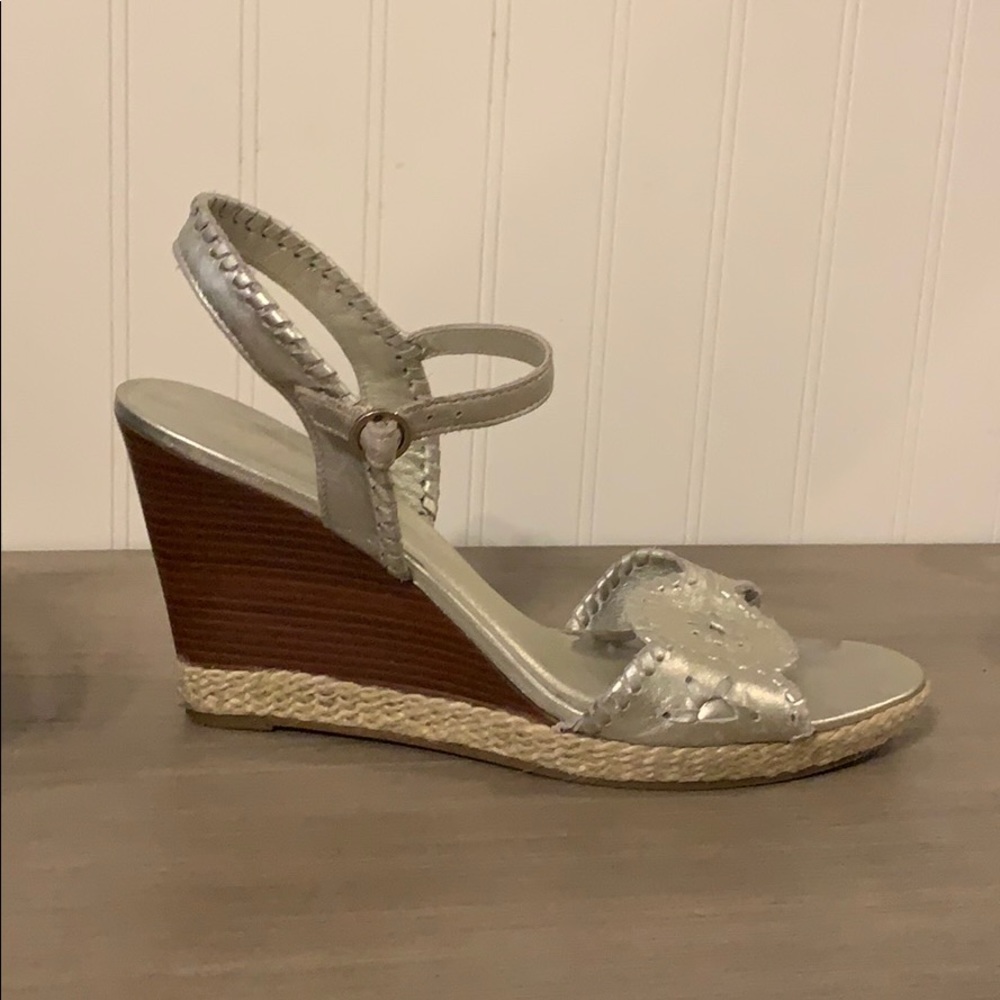 Jack Rogers metallic leather wedges